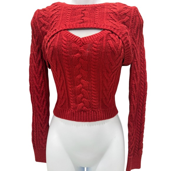 Abercrombie & Fitch Sweaters - Abercrombie & Fitch Limited Edition Red Cable Knit Crop Sweater Set S